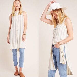 Anthropologie Striped Textured Tunic Top Women’s Size Small